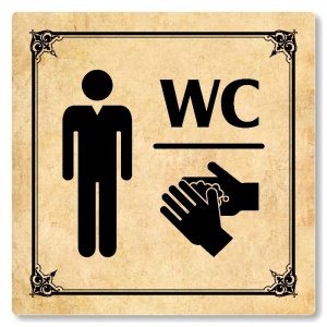 WC muži, 100x100mm, pergamen, Nebraska